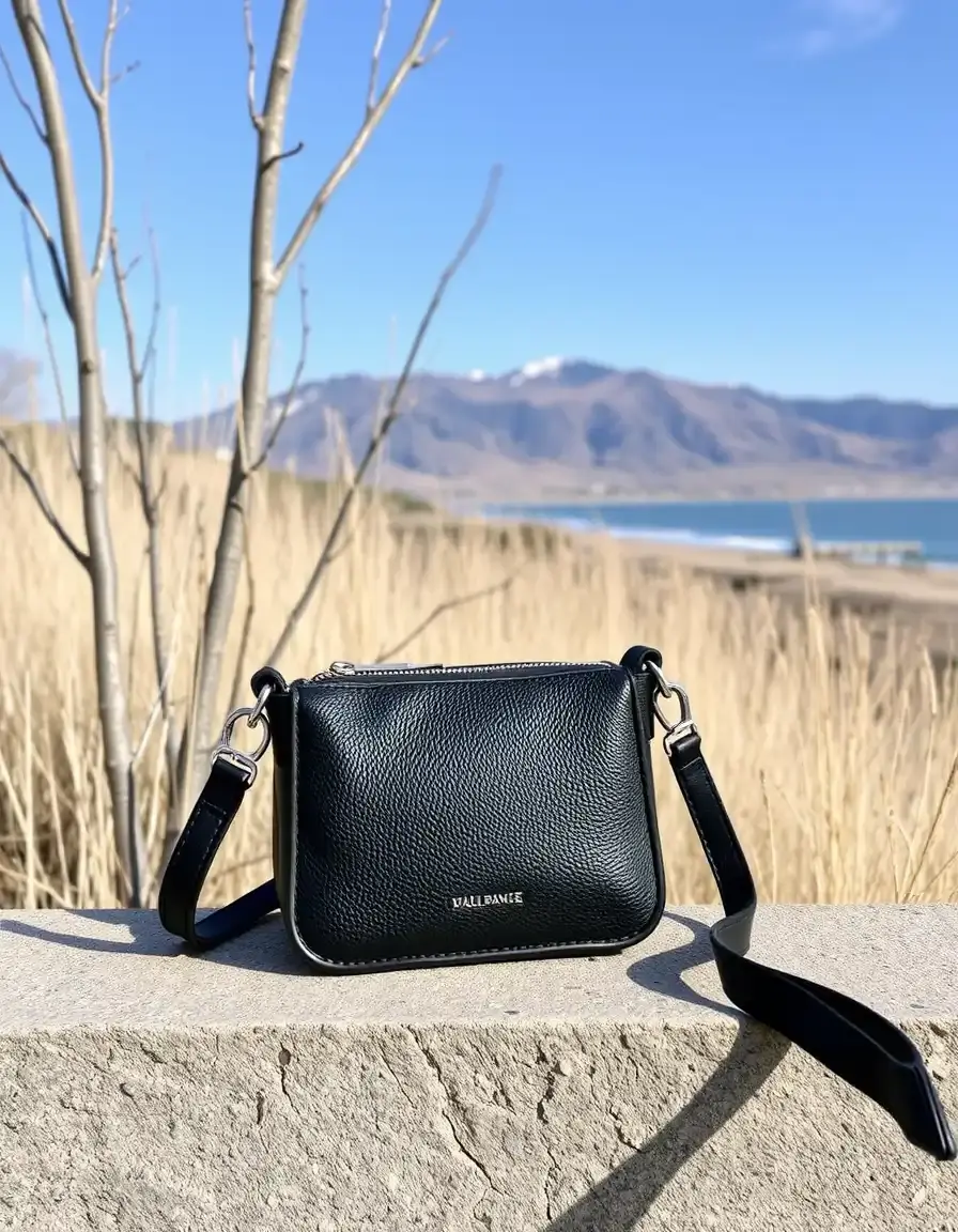 Petit sac bandoulière en cuir noir minimaliste