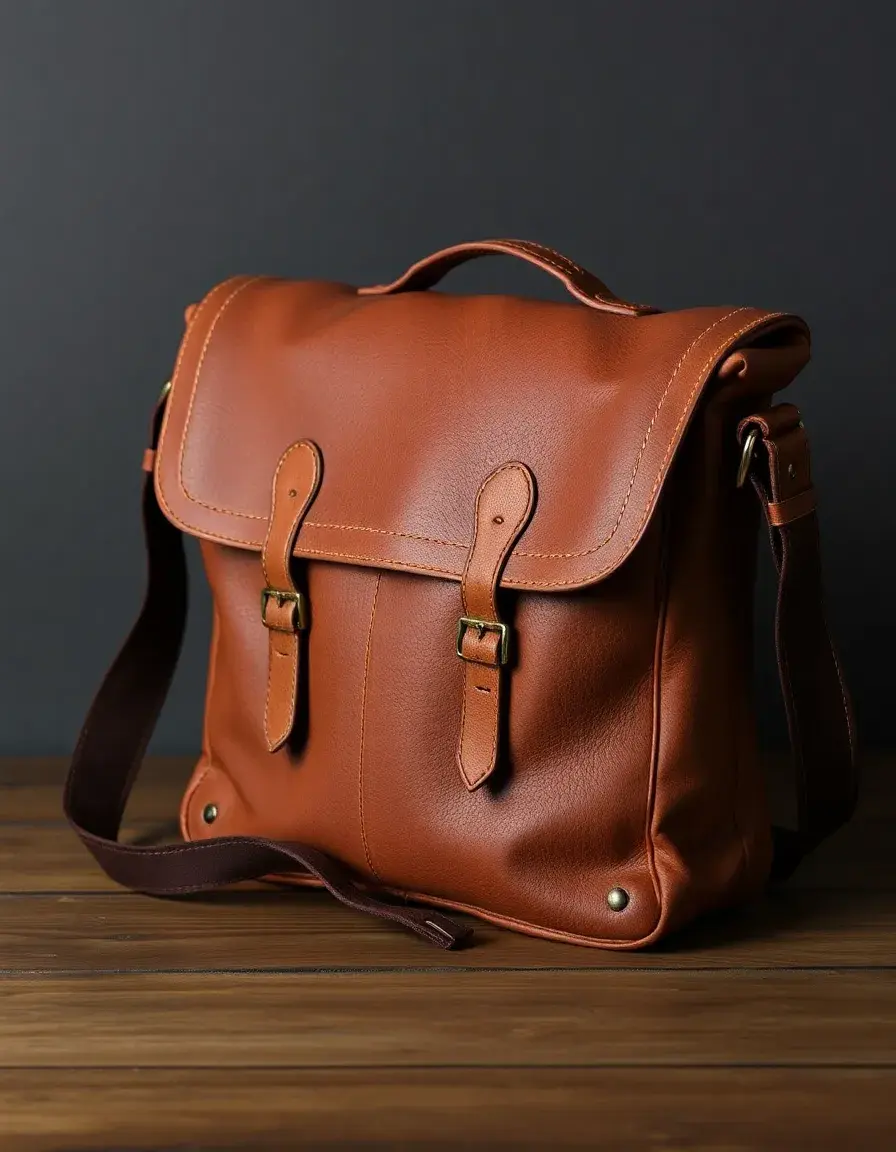 Besace en cuir avec rabat style messenger