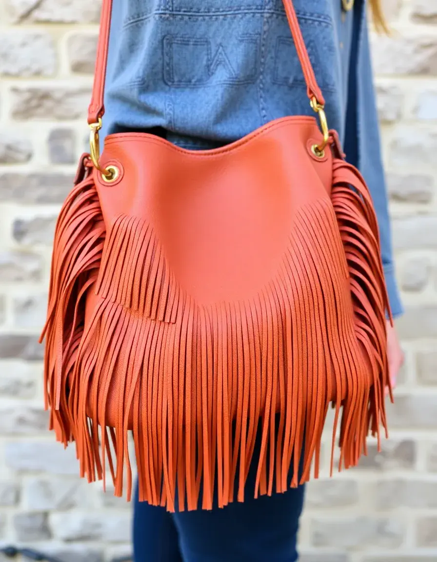 Sac en cuir avec franges style bohème