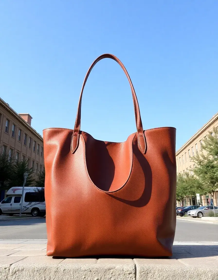 Sac cabas en cuir marron grande taille style vintage