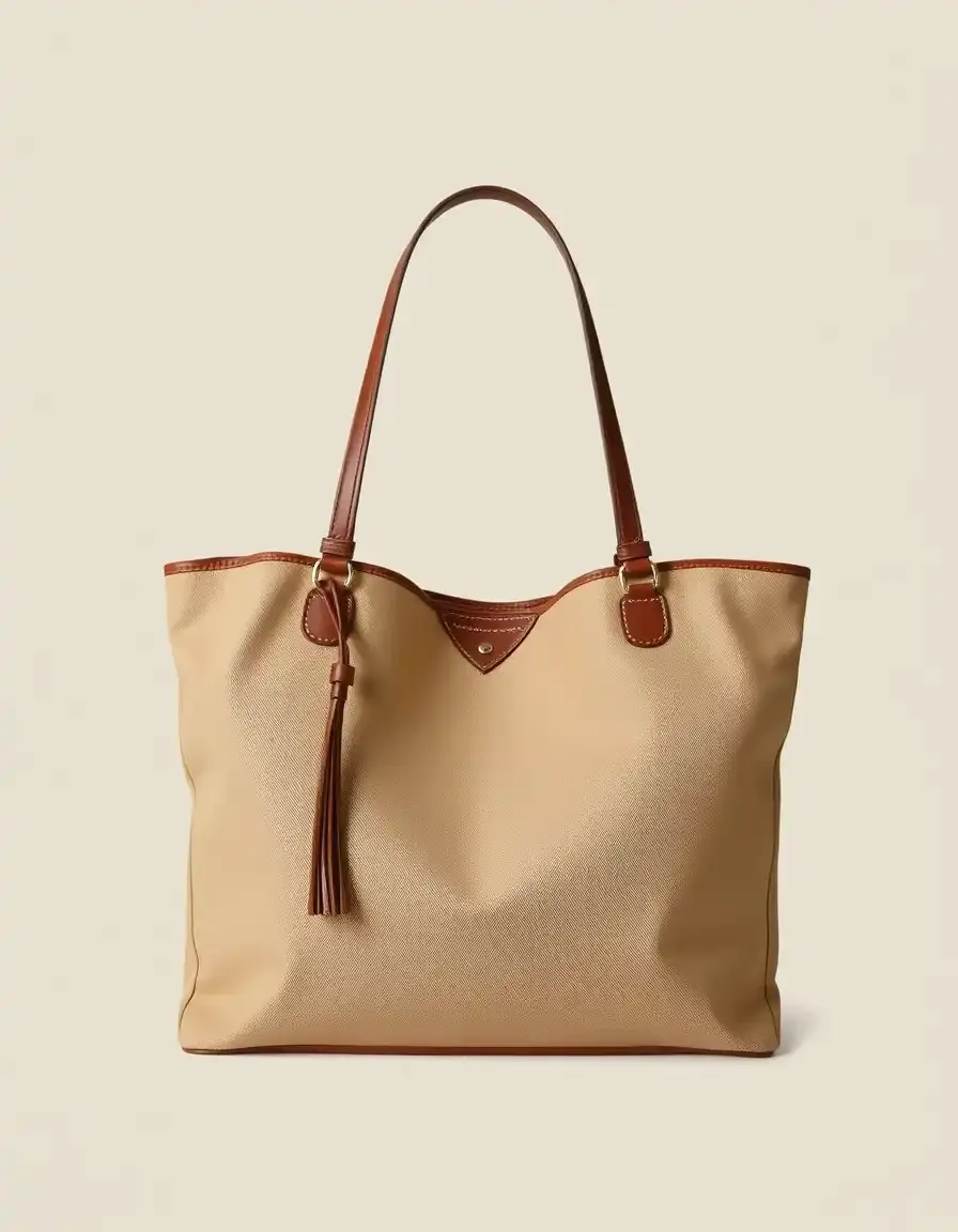 Sac cabas en toile et cuir pour la plage