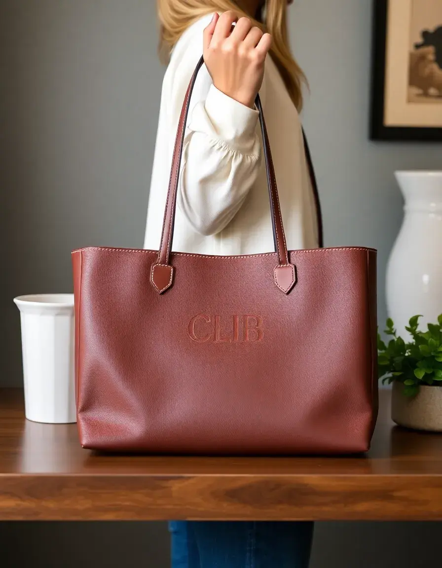 Sac cabas cuir personnalisé avec monogramme