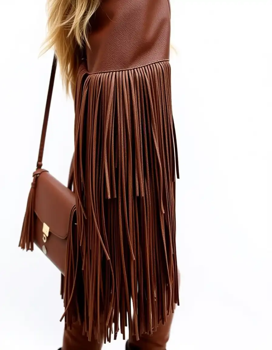 Sac à franges en cuir style western moderne