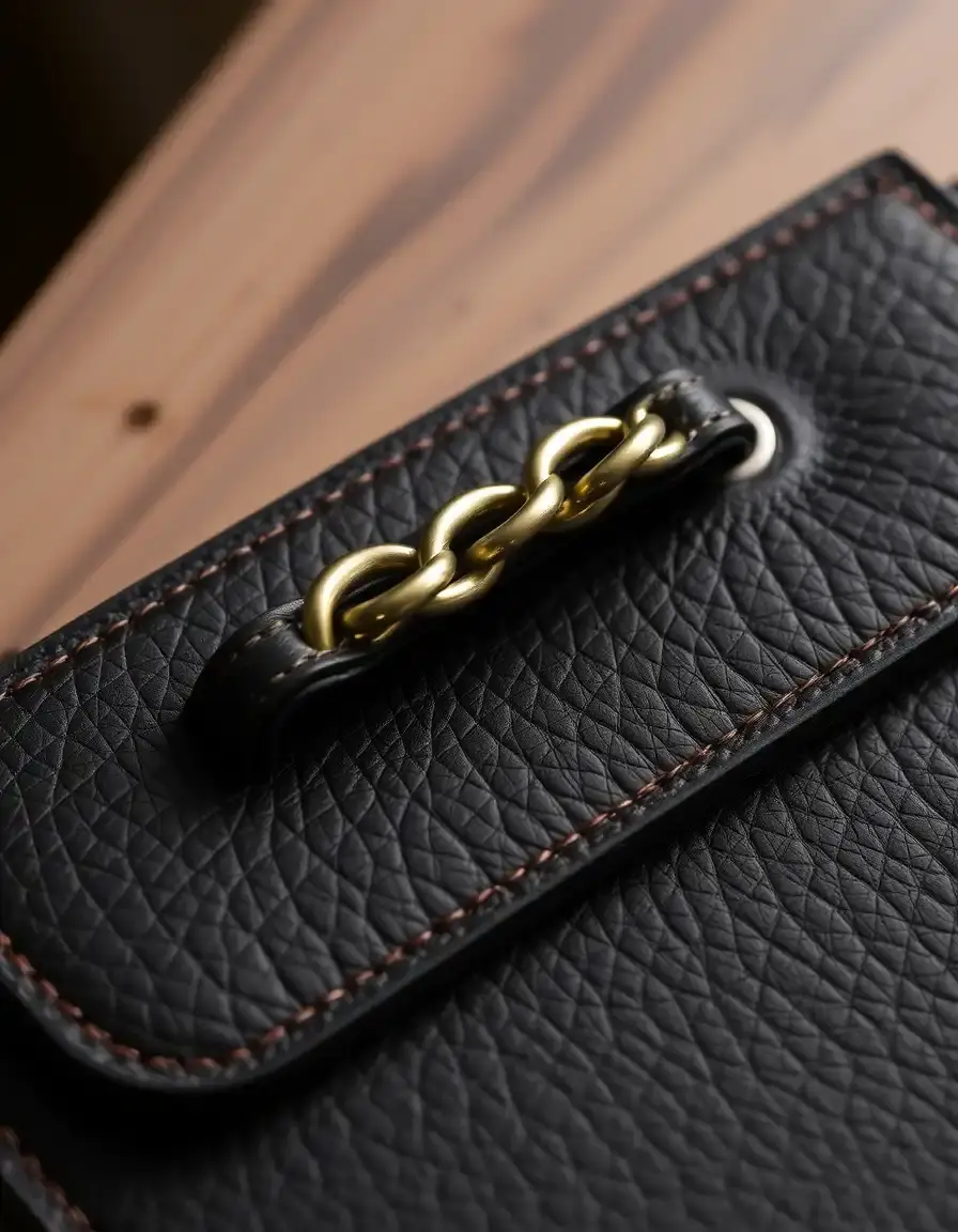 Sac en cuir avec chaîne dorée style luxe