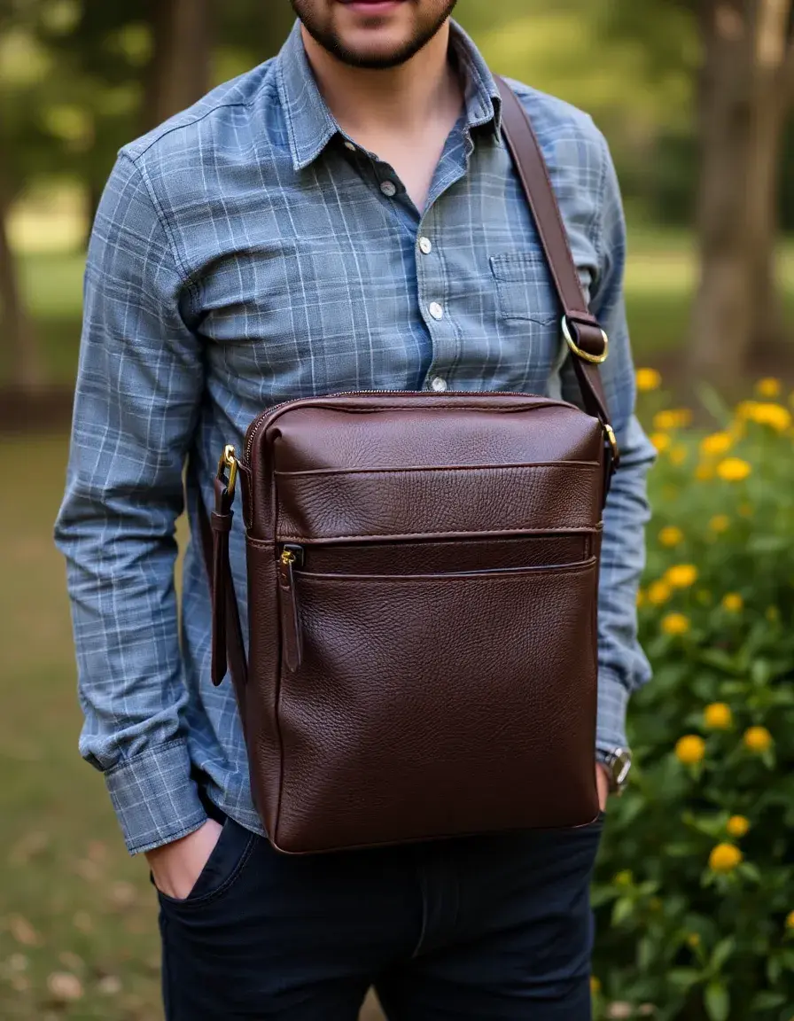Sac cuir homme bandoulière messenger bag marron