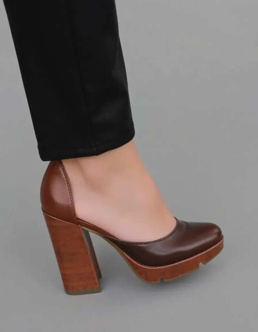 Sandales compensées en cuir femme avec talon stable et design élégant