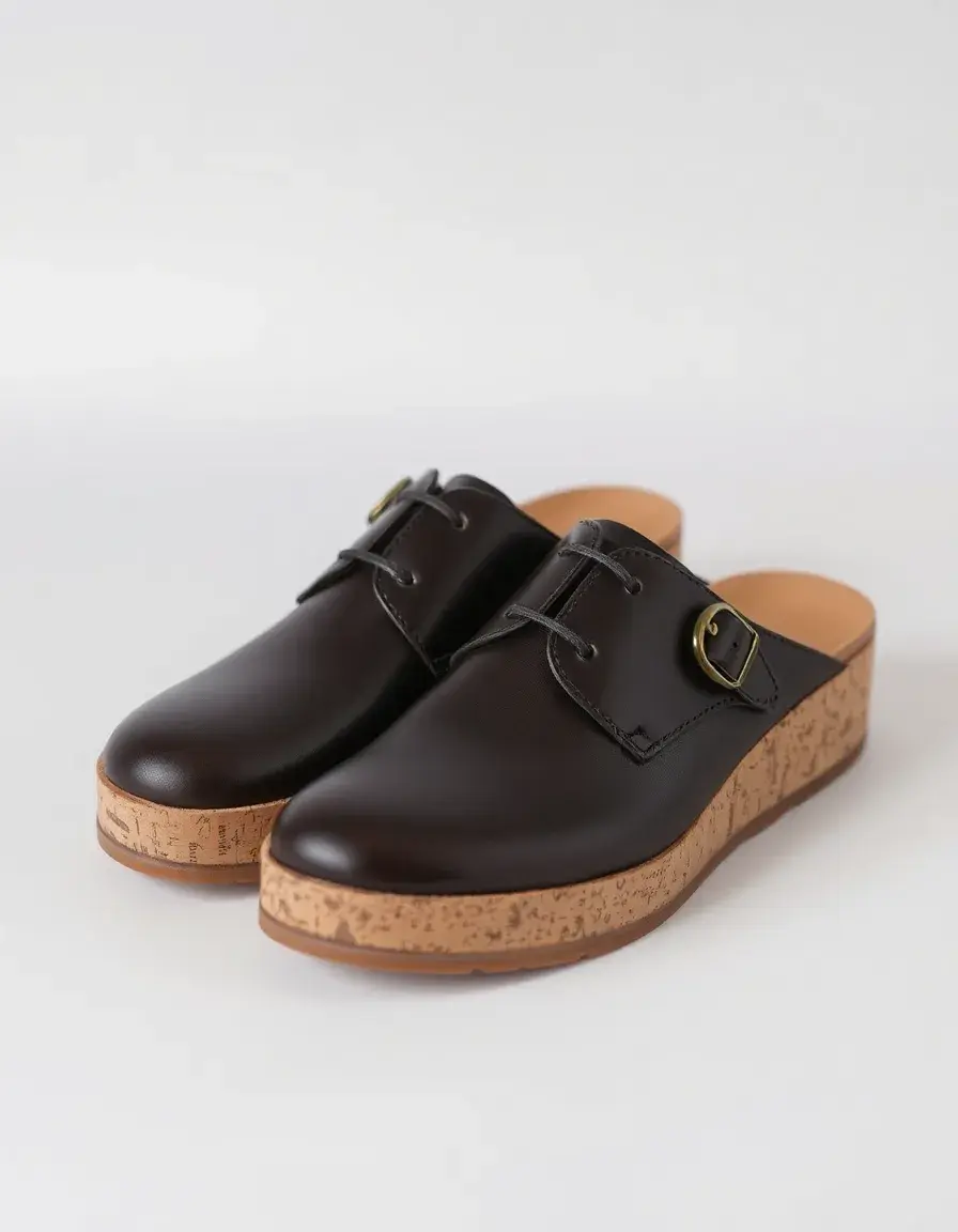 Sandales en cuir avec semelle en liège confort anatomique