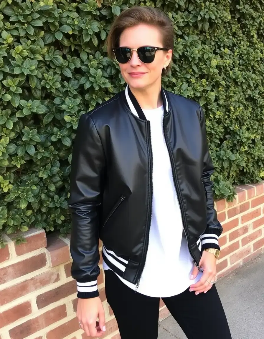 Veste simili cuir femme style bomber classique