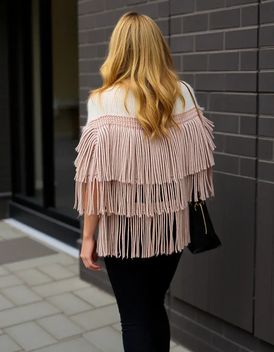 Veste simili cuir femme avec franges style boho