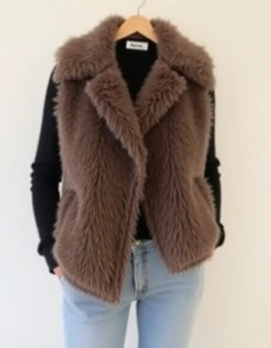 Veste en simili cuir femme coupe classique sans manches