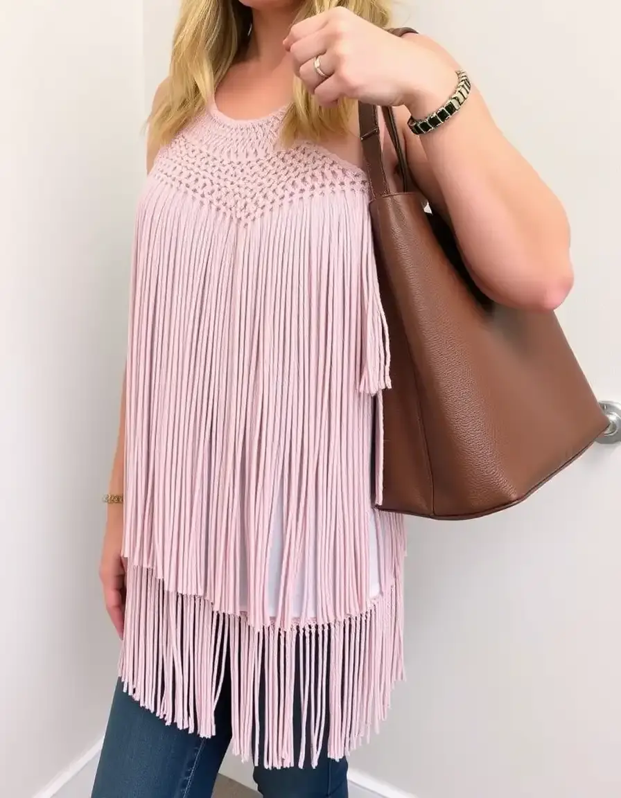 Veste à franges en simili cuir femme style bohème