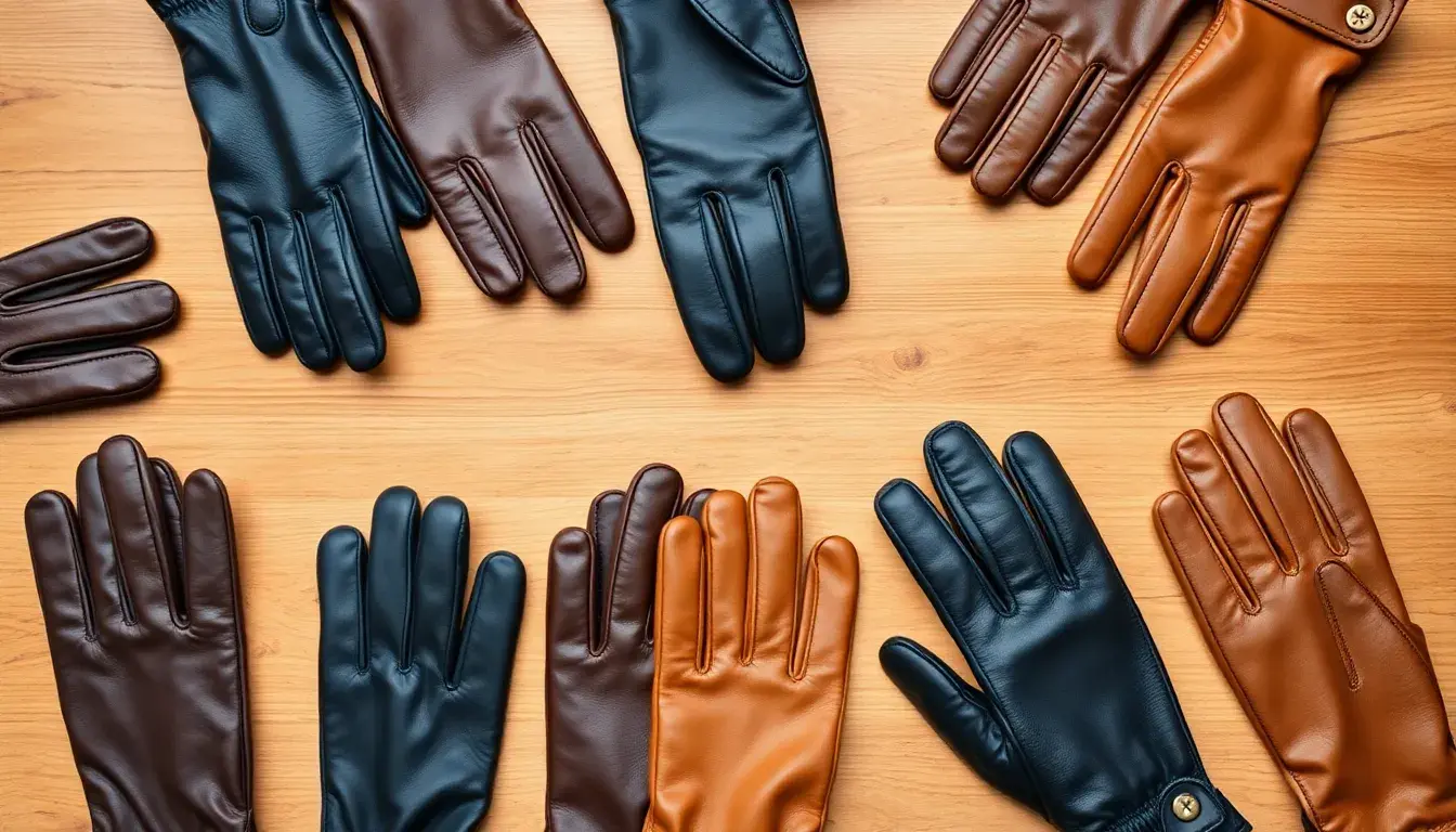 Gants cuir homme haut de gamme sur une table en bois rustique