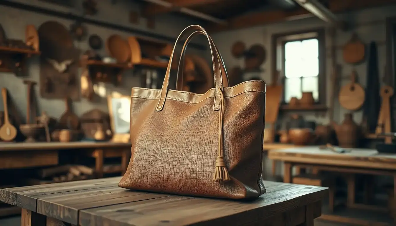 Gros plan d'un sac cuir tressé artisanal mettant en avant la texture et la qualité du grain