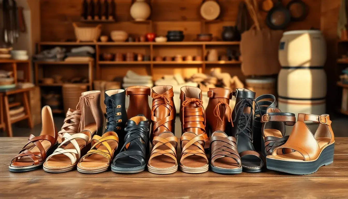 Collection de sandales en cuir de haute qualité dans un atelier artisanal